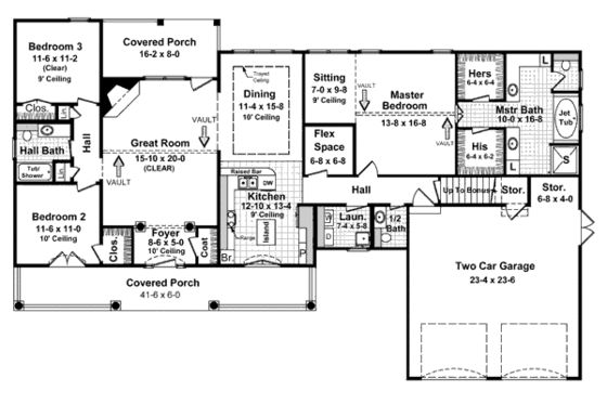 Floor Plan - Main Floor for Southern House Plan #21-175 - 3 bed, 2.5 bath