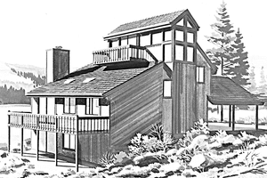 House Plan Design - Exterior - Front Elevation for Prairie House Plan #320-1200 - 3 bed, 2 bath