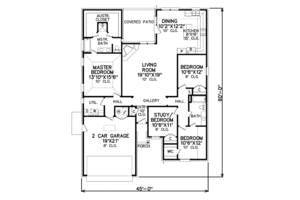 Floor Plan - Main Floor for Traditional House Plan #65-381 - 4 bed, 2 bath