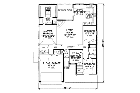 Floor Plan - Main Floor for Traditional House Plan #65-381 - 4 bed, 2 bath