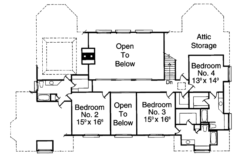 Home Plan - Floor Plan - Upper Floor for European House Plan #429-146 - 5 bed, 3.5 bath