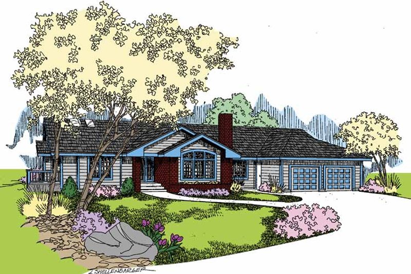 House Blueprint - Ranch Exterior - Front Elevation Plan #60-1000