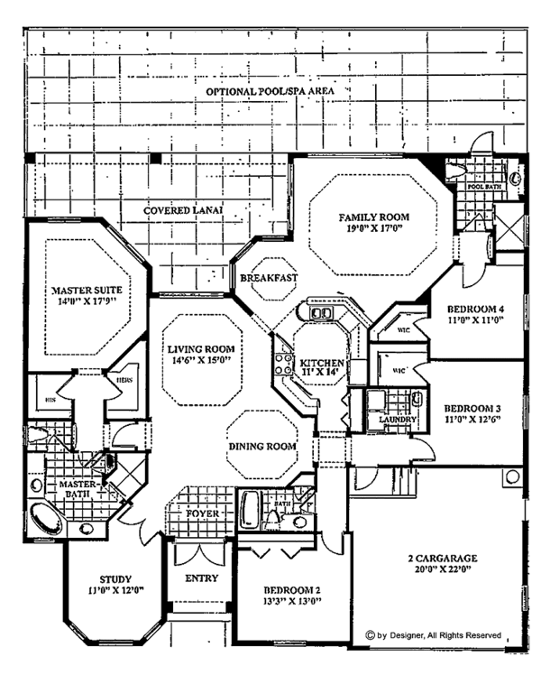 House Design - Mediterranean Floor Plan - Main Floor Plan #1017-4