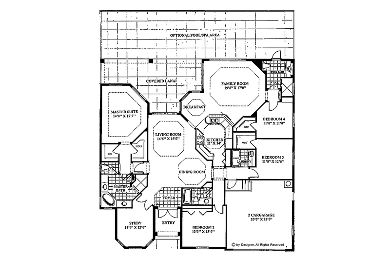 Home Plan - Floor Plan - Main Floor for Mediterranean House Plan #1017-4 - 4 bed, 3 bath