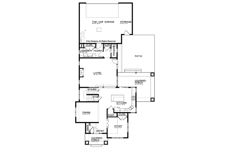 Dream House Plan - Floor Plan - Main Floor for Prairie House Plan #895-62 - 4 bed, 2.5 bath