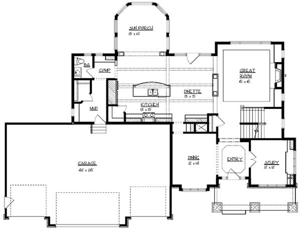 House Plan Design - Craftsman Floor Plan - Main Floor Plan #320-992