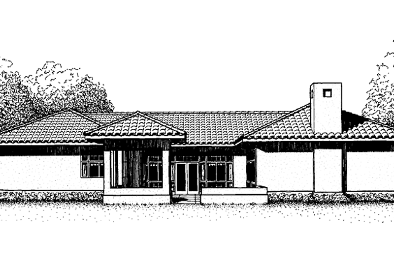 House Blueprint - Exterior - Rear Elevation for Mediterranean House Plan #1051-13 - 3 bed, 2.5 bath