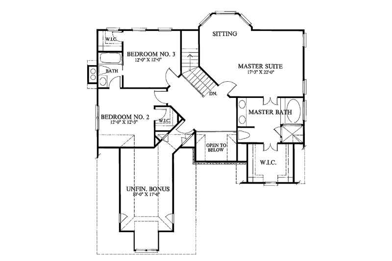 Home Plan - Floor Plan - Upper Floor for Country House Plan #429-51 - 3 bed, 2.5 bath