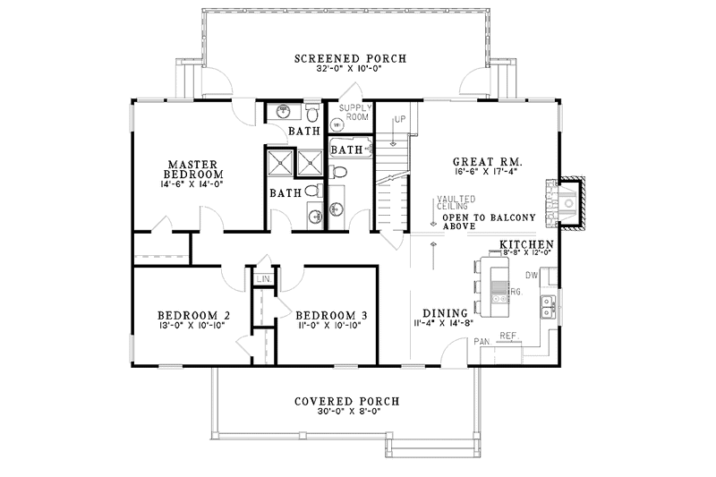 House Blueprint - Floor Plan - Main Floor for Country House Plan #17-3177 - 4 bed, 4 bath