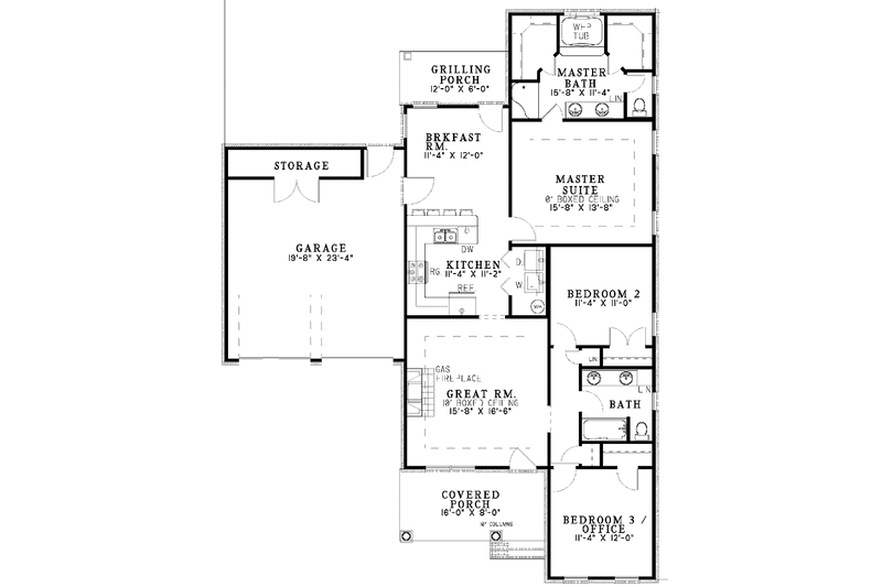 Home Plan - Floor Plan - Main Floor for Country House Plan #17-3064 - 3 bed, 2 bath