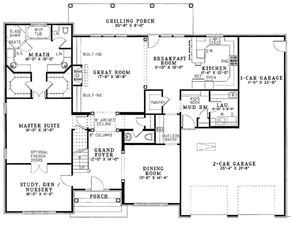 Home Plan - Colonial Floor Plan - Main Floor Plan #17-3105