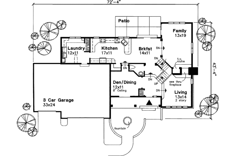 Architectural House Design - Floor Plan - Main Floor for Traditional House Plan #320-598 - 3 bed, 2 bath