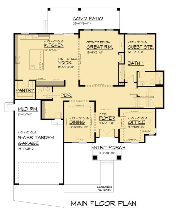 Contemporary Style House Plan - 5 Beds 4.5 Baths 4435 Sq/Ft Plan #1066 ...