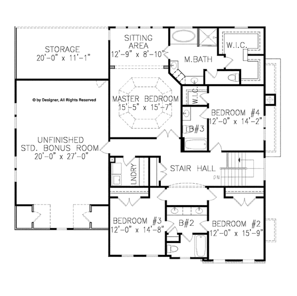 Dream House Plan - Country Floor Plan - Upper Floor Plan #54-360