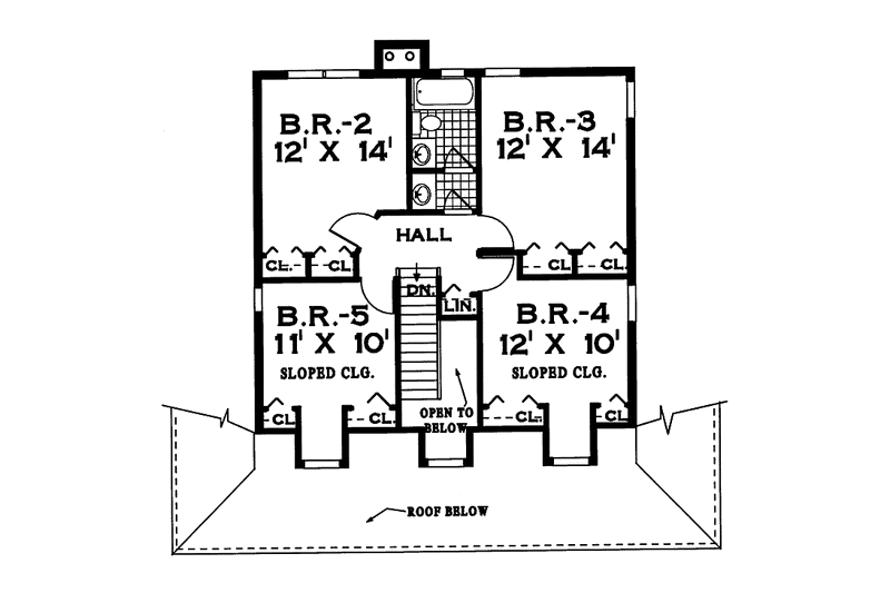 Dream House Plan - Floor Plan - Upper Floor for Farmhouse House Plan #3-257 - 5 bed, 2.5 bath