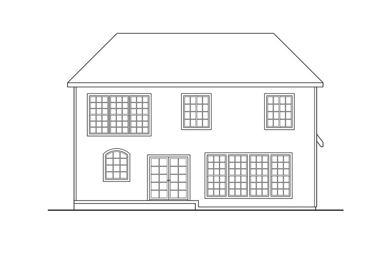 Home Plan - Exterior - Rear Elevation for European House Plan #124-362 - 4 bed, 2.5 bath