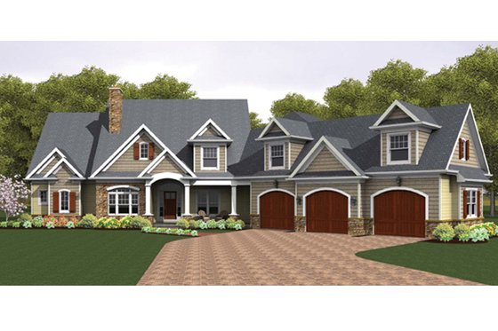 Exterior - Front Elevation 3 for Colonial House Plan #1010-40 - 4 bed, 3.5 bath