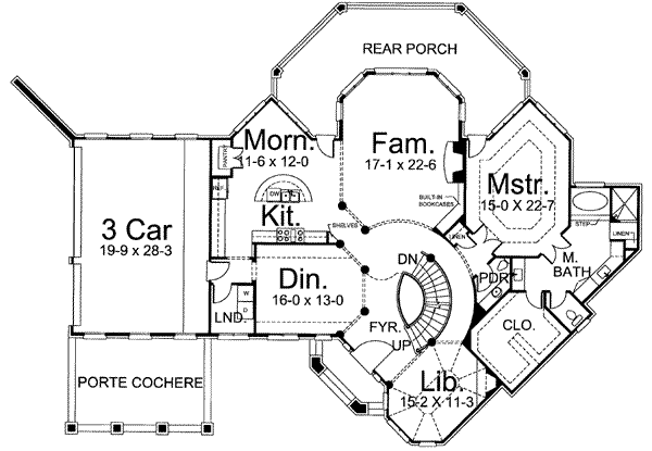 Floor Plan - Main Floor for European House Plan #119-152 - 4 bed, 2.5 bath