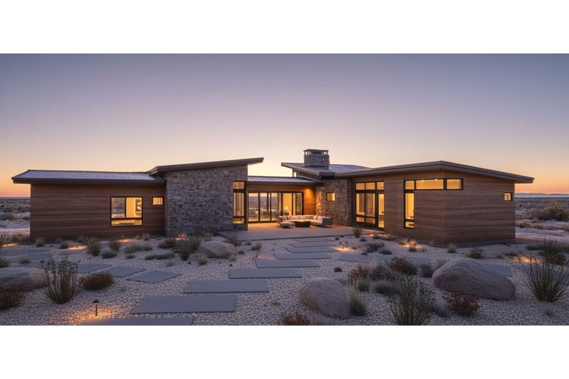 Home Plan - Exterior - Rear Elevation 1 for Modern House Plan #892-47 - 3 bed, 3.5 bath