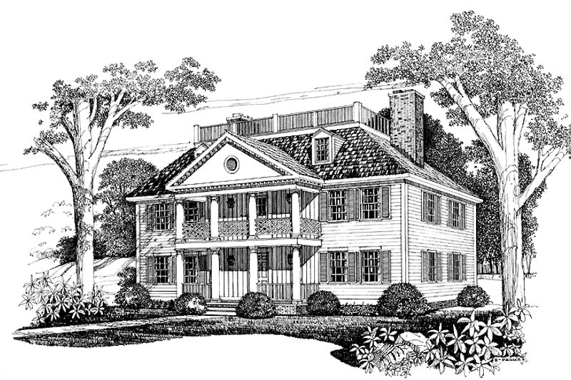 House Blueprint - Classical Exterior - Front Elevation Plan #72-983