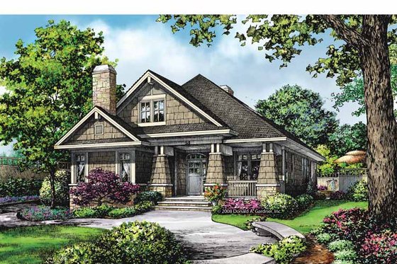 Exterior - Front Elevation 3 for Craftsman House Plan #929-847 - 2 bed, 2 bath