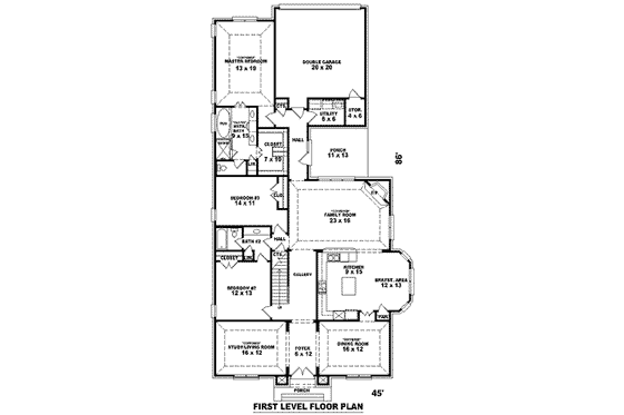 Floor Plan - Main Floor for European House Plan #81-1271 - 3 bed, 2 bath