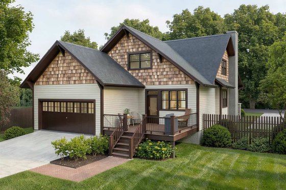 Exterior - Rear Elevation for Craftsman House Plan #79-361 - 4 bed, 2.5 bath