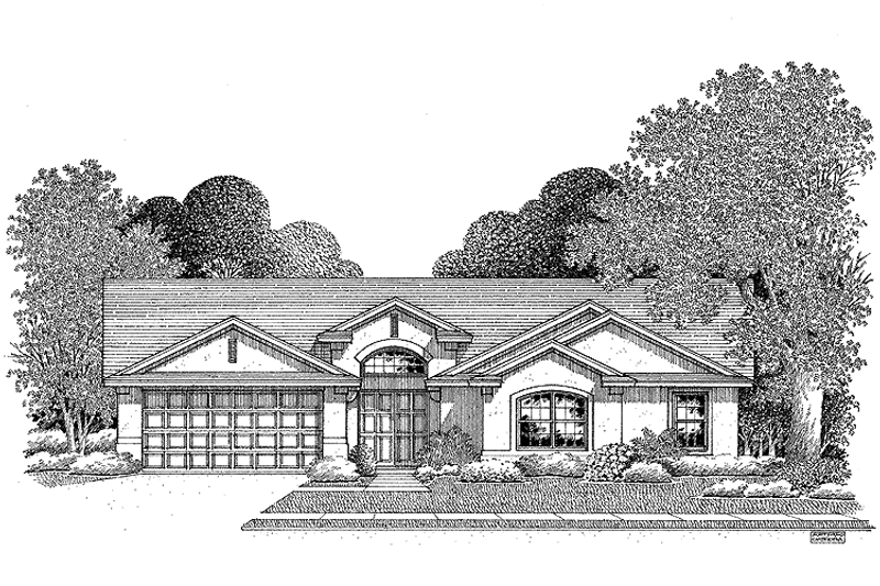 House Plan Design - Exterior - Front Elevation 3 for Mediterranean House Plan #999-102 - 4 bed, 2 bath