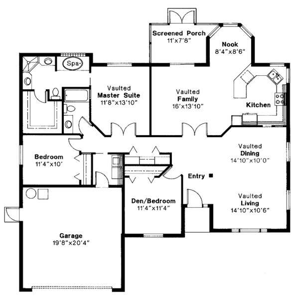 House Plan Design - Mediterranean Floor Plan - Main Floor Plan #124-1083