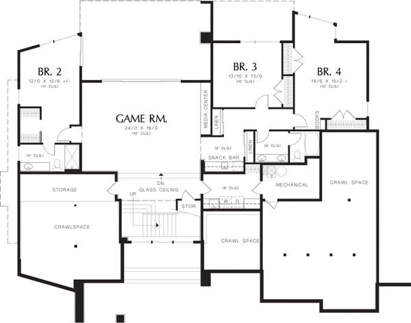 Modern Floor Plan - Lower Floor Plan #48-457