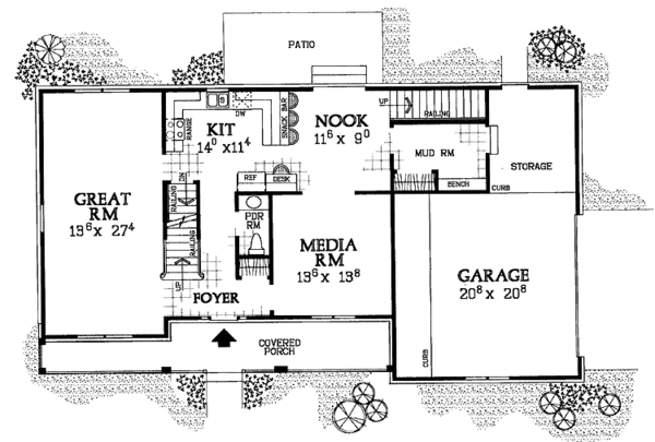 House Blueprint - Colonial Floor Plan - Main Floor Plan #72-1112