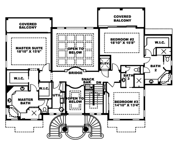 Home Plan - Mediterranean Floor Plan - Upper Floor Plan #1017-47