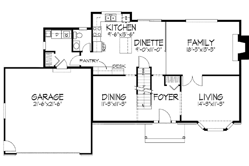 Architectural House Design - Floor Plan - Main Floor for Tudor House Plan #51-721 - 4 bed, 2.5 bath
