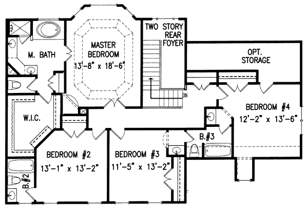 Colonial Floor Plan - Upper Floor Plan #54-171