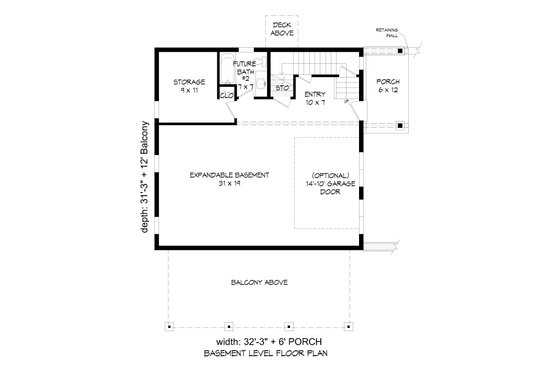 Floor Plan - Lower Floor for Country House Plan #932-380 - 1 bed, 1 bath
