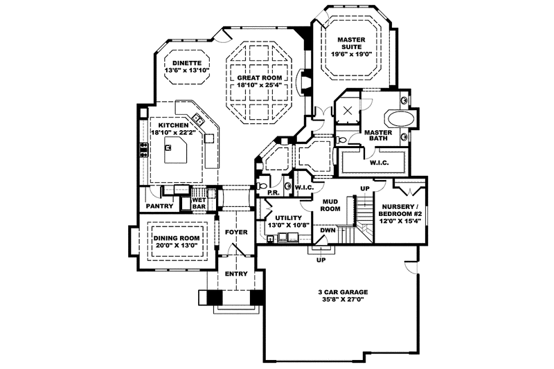 Home Plan - Floor Plan - Main Floor for Craftsman House Plan #1017-153 - 4 bed, 2.5 bath