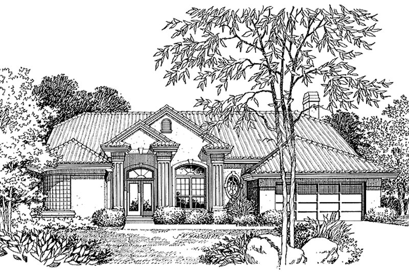 Dream House Plan - Mediterranean Exterior - Front Elevation Plan #417-715