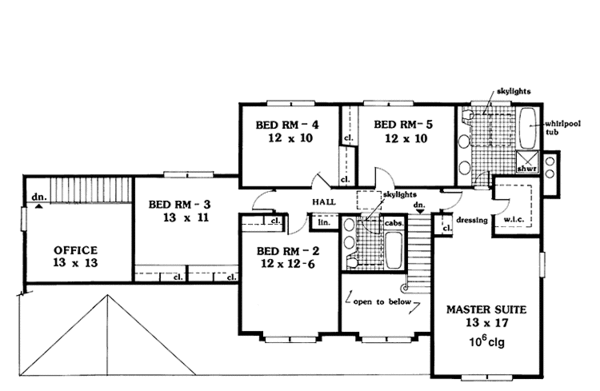 Country Floor Plan - Upper Floor Plan #3-300