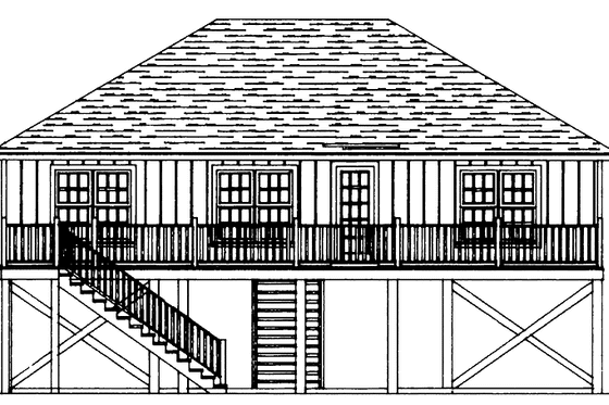 Exterior - Rear Elevation for Country House Plan #37-238 - 3 bed, 2 bath