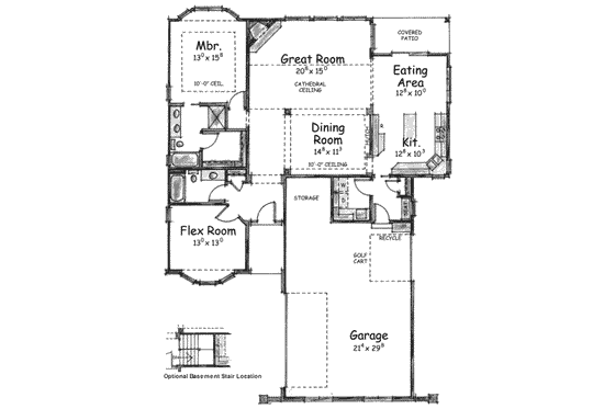 Floor Plan - Main Floor for Traditional House Plan #20-1603 - 2 bed, 2 bath
