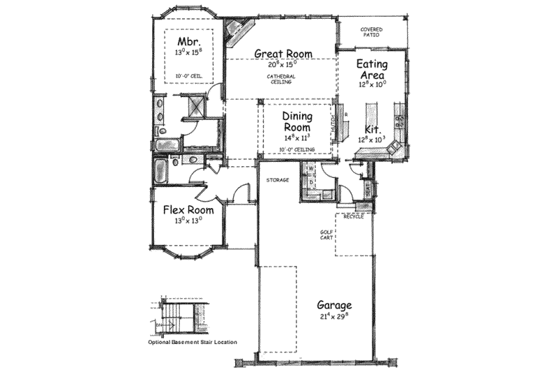 Home Plan - Floor Plan - Main Floor for Traditional House Plan #20-1603 - 2 bed, 2 bath