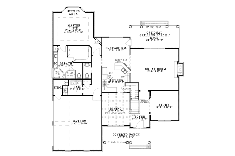 Dream House Plan - Floor Plan - Main Floor for European House Plan #17-2762 - 4 bed, 3 bath