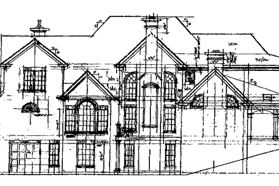 Exterior - Rear Elevation for Country House Plan #54-183 - 4 bed, 3.5 bath
