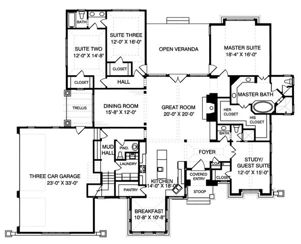 Craftsman Floor Plan - Main Floor Plan #413-130