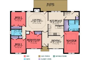 Floor Plan - Main Floor for Traditional House Plan #63-282 - 4 bed, 2 bath
