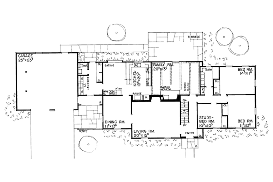 Floor Plan - Main Floor for Colonial House Plan #72-551 - 4 bed, 2.5 bath