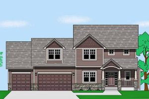 House Blueprint - Prairie Exterior - Front Elevation Plan #981-18