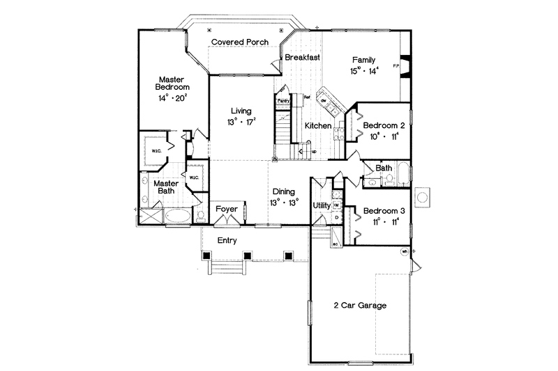 Dream House Plan - Floor Plan - Main Floor for European House Plan #417-608 - 3 bed, 2 bath