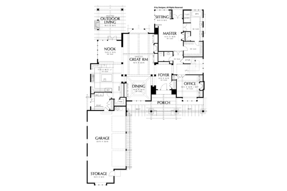 Floor Plan - Main Floor for Traditional House Plan #48-877 - 4 bed, 4.5 bath