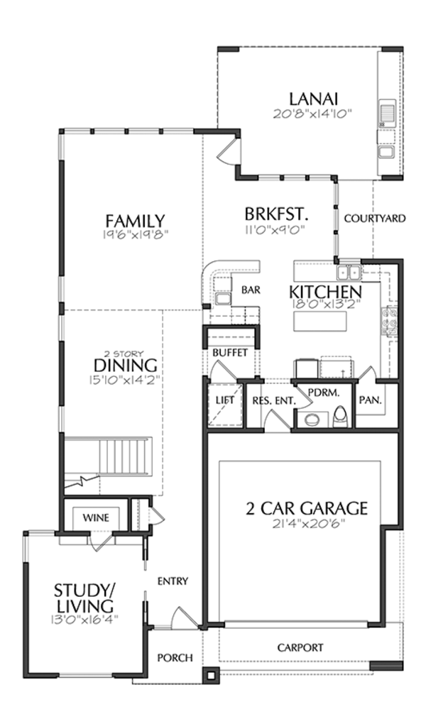 Home Plan - Contemporary Floor Plan - Main Floor Plan #1021-17
